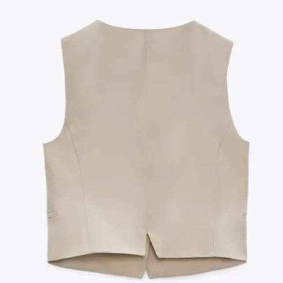ZARA FULLY LINED FITTED CLASSIC POCKET VEST - Picture 4 of 5